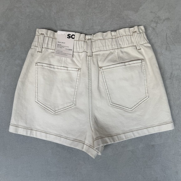 SO Shorts Waist 11/30 Ecru‎ Cream White High Rise Paper Bag Mom Clean Girl NWT - Picture 7 of 8